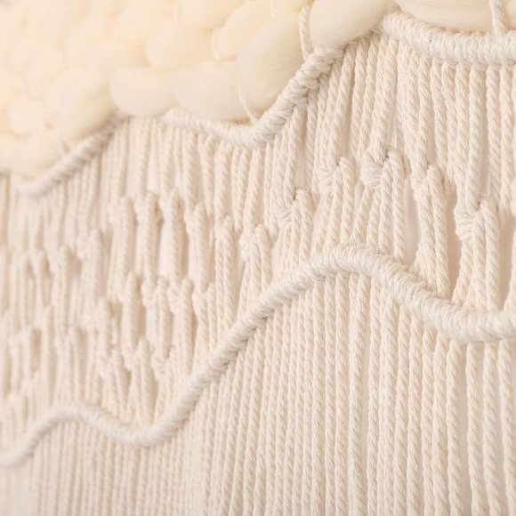 Coastline Ocean Macrame Woven Handmade Craft Mid Century Modern Hang Wall Decor - Picture 2 of 6